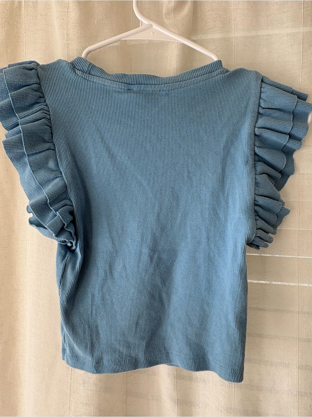 Zara Light Blue Ruffle Sleeve Tee - Picture 3 of 5